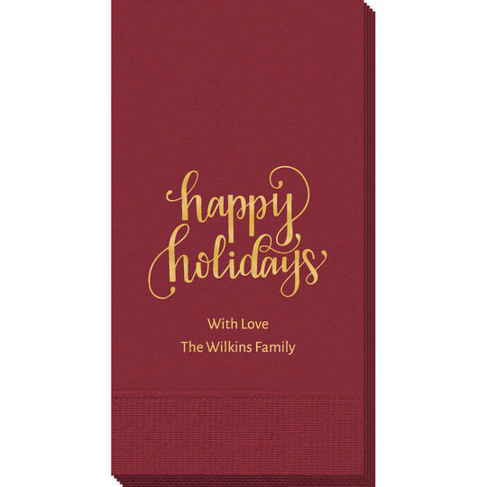 Hand Lettered Happy Holidays Guest Towels